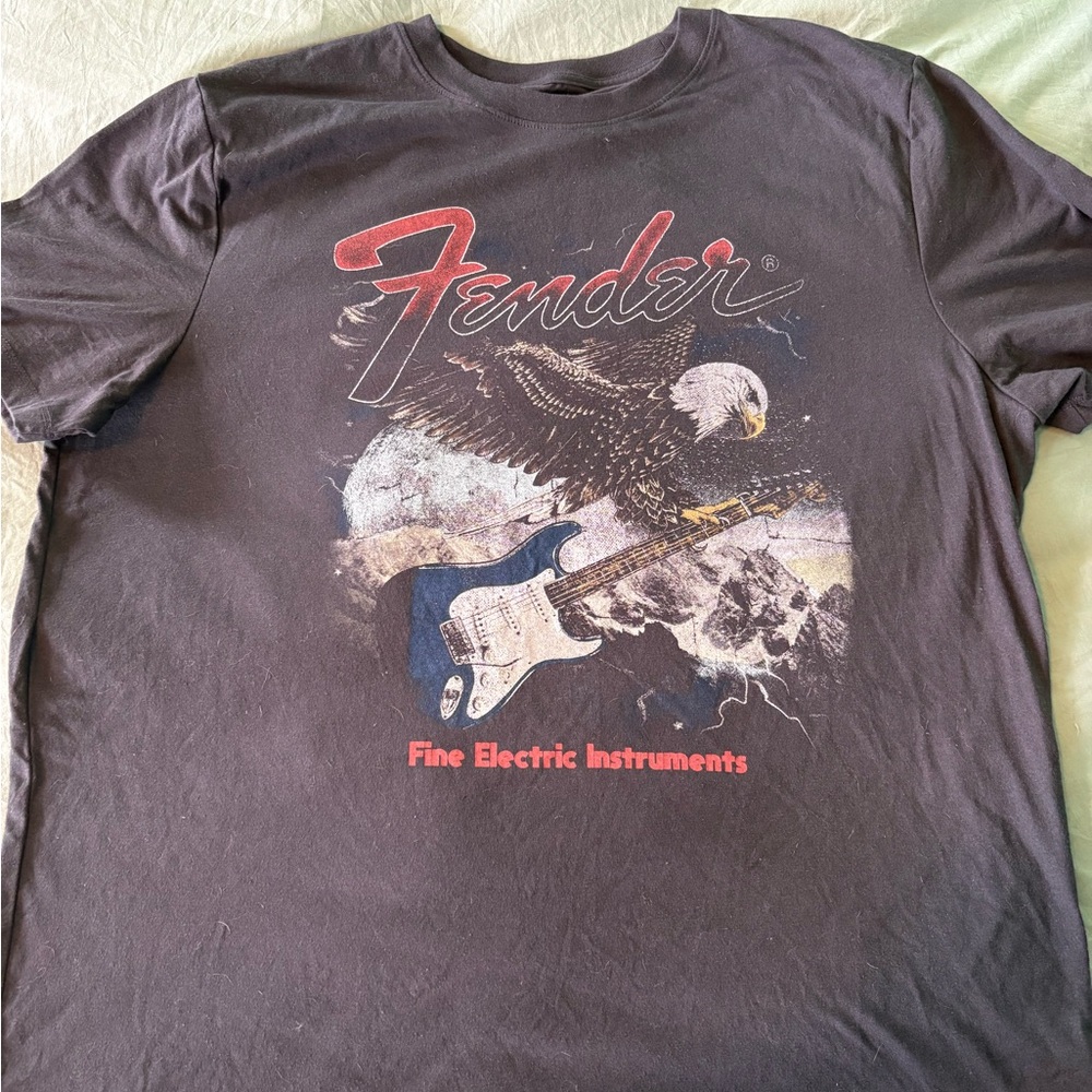 Fender Black Tee with Red and White Graphics